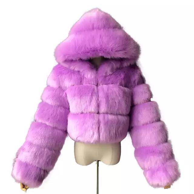 Short coat with fur hood