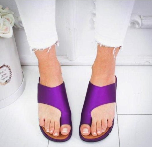 Sandales à gros orteils à semelles plates pour femmes