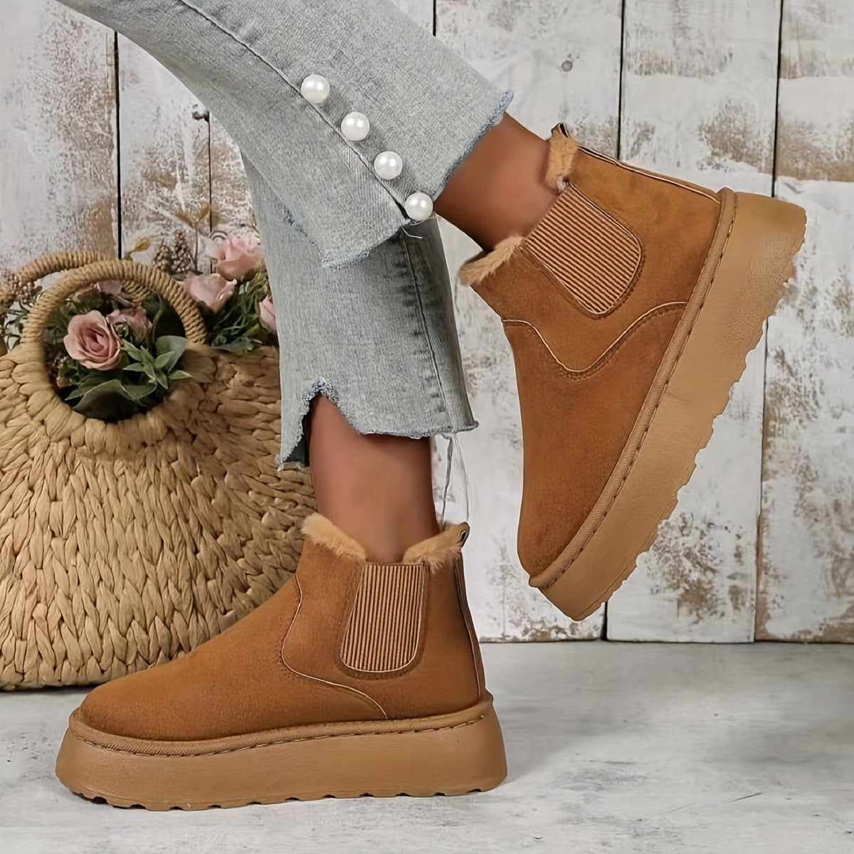 Warm Winter Boots with Thick Soles