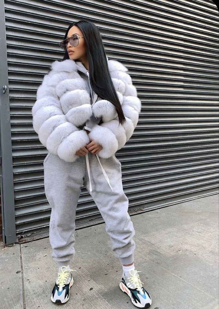 Short coat with fur hood