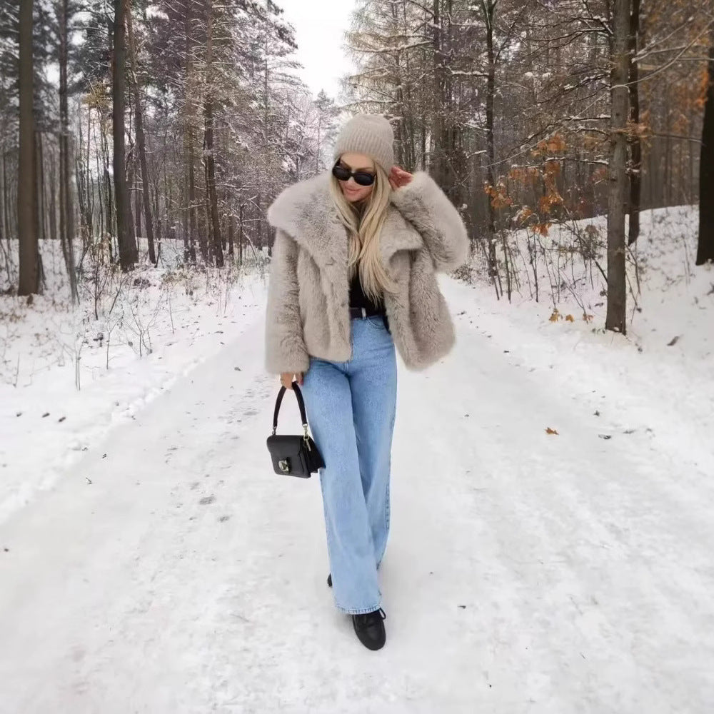 Fluffy faux fur jacket