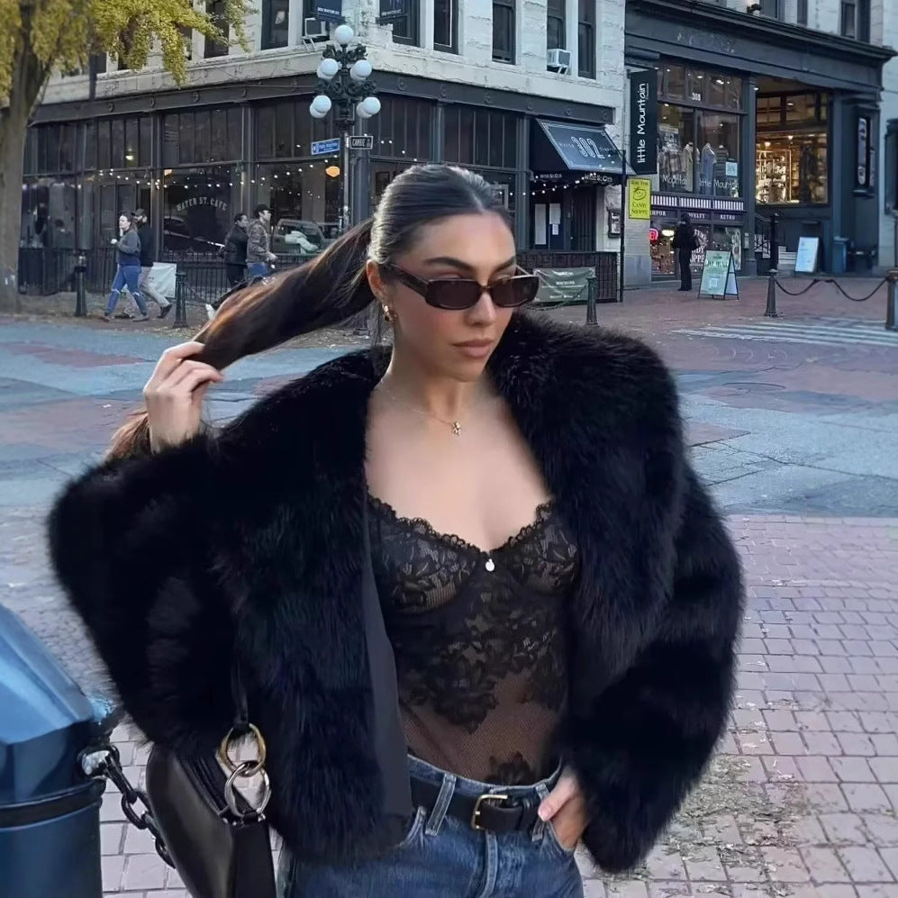 Fluffy faux fur jacket