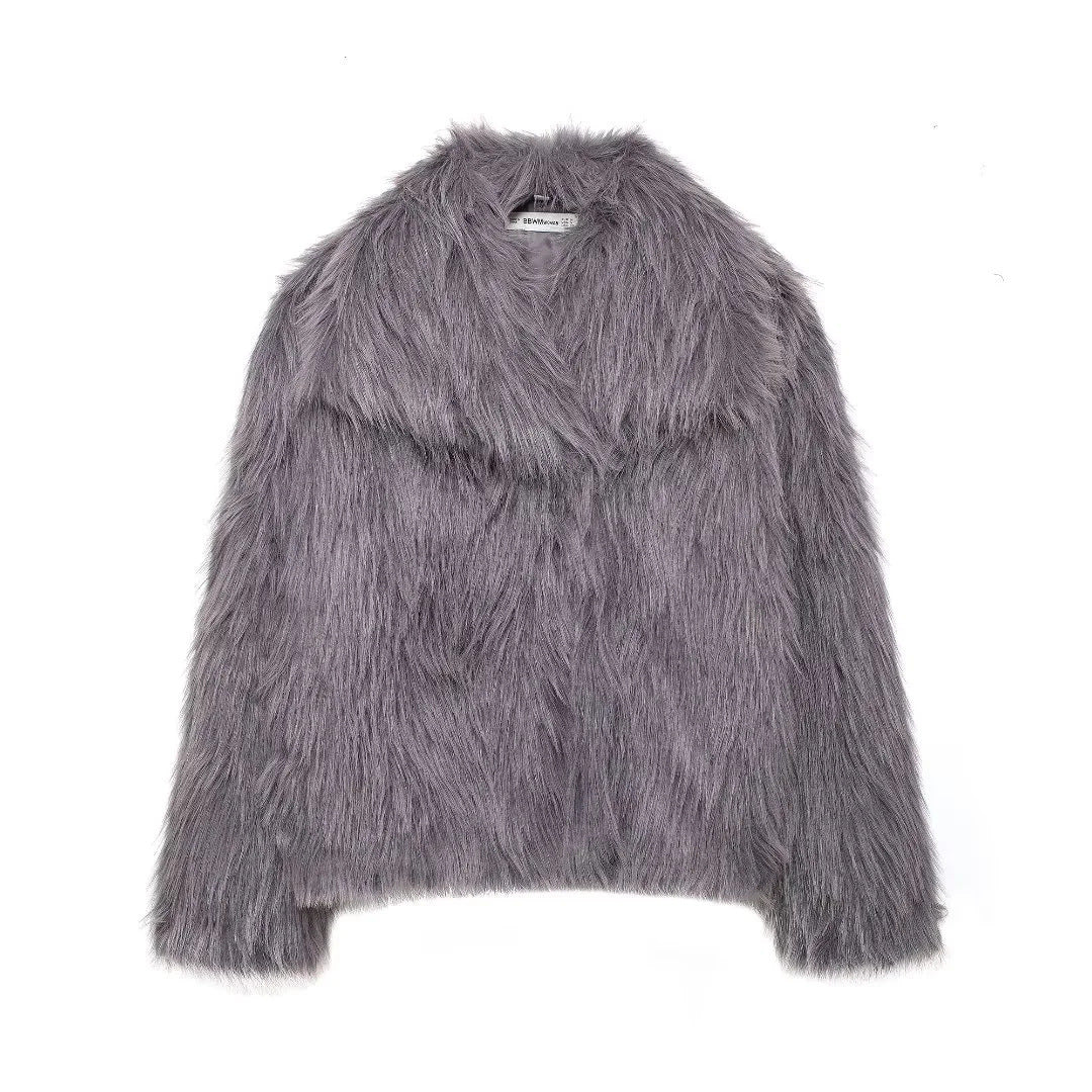 Fluffy faux fur jacket