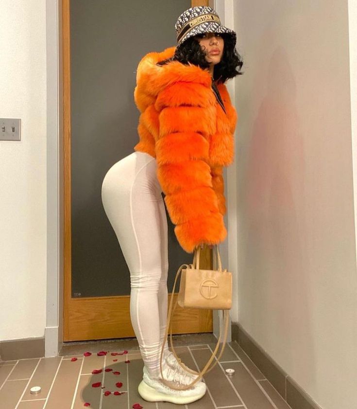 Short coat with fur hood