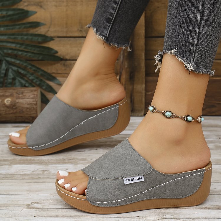 Marchéa | Breathable Leather Wedge Mules