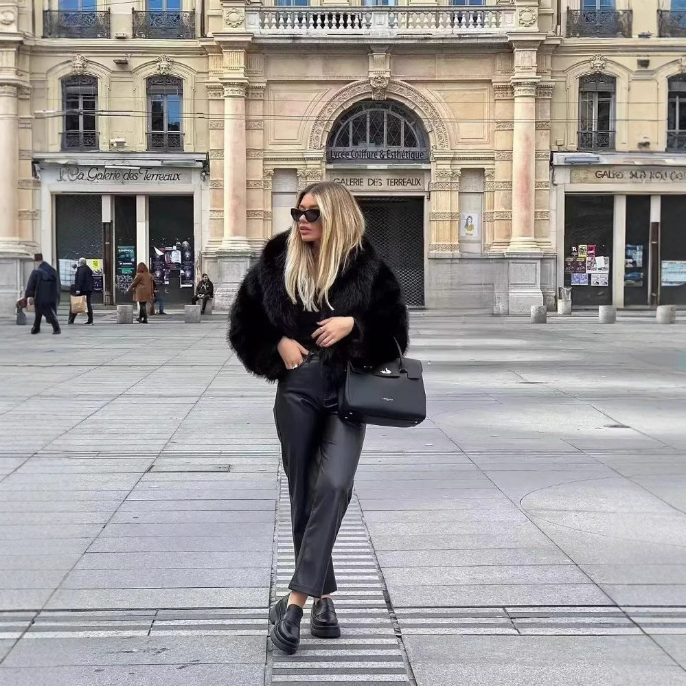 Fluffy faux fur jacket